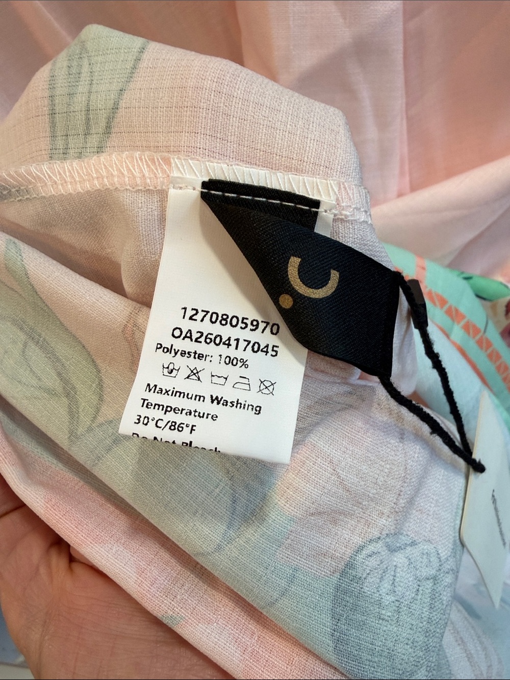 Peach Midi Dress with Mint and Coral Border - Picture 6 of 7